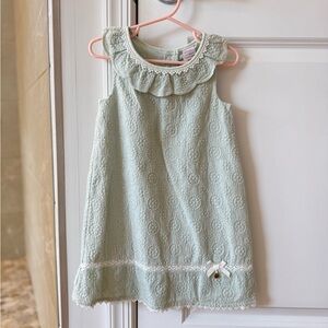 Elegant Mint Green Kids Dress with Lace Trim
